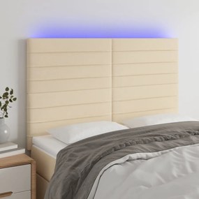 Cabeceira cama c/ LED tecido 144x5x118/128 cm crème