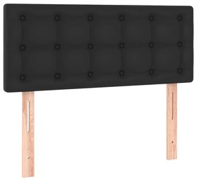 Cama com molas/colchão 80x200 cm couro artificial preto