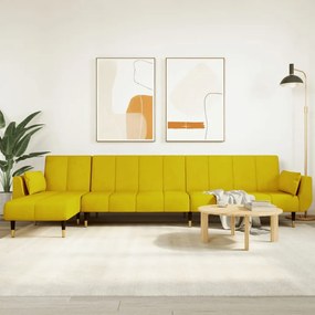 vidaXL Sofá-cama em forma de L 275x140x70 cm veludo amarelo