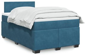 Cama boxspring com colchão 120x200 cm veludo azul