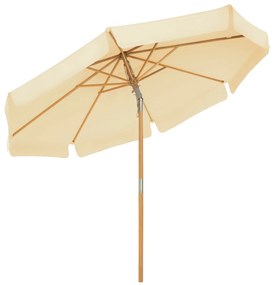 Guarda-sol de jardim SONGMICS de 3 m, octogonal, com proteção solar, haste e nervuras de madeira, mecanismo de inclinação, base não incluída, para varanda, terraço, jardim ao ar livre, bege GPU32BE