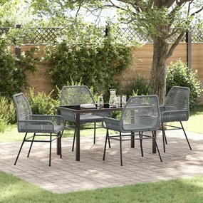 vidaXL Conjunto de Jantar de Jardim 5 Peças com Almofadas em Rattan Sintético Cinzas.