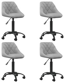 vidaXL Cadeiras de jantar giratórias 4 pcs veludo cinzento-claro