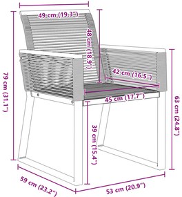 Conjunto de Jantar de Jardim de 6 Peças em Aço Preto e Rattan Poly