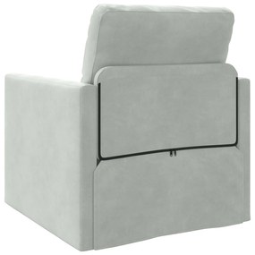 Sofá de Andar vidaXL Individual Conversível Veludo 74x77x81 cm Cinza C