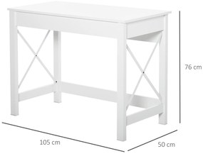 Mesa de escritório multifuncional moderna e minimalista 105x50x76 cm Branco