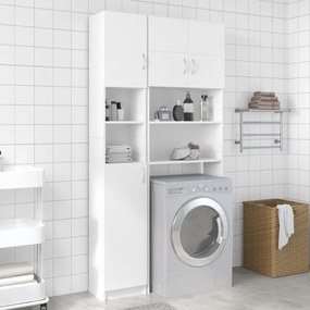 802876 vidaXL Armário de casa de banho 32x25,5x190 cm contraplacado branco