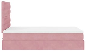 Estrutura de cama otomana com colchões 120x200 cm veludo rosa