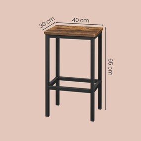Conjunto 2 bancos de bar 40 x 30 x 65 cm castanho-preto