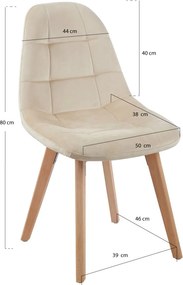 Pack 4 Cadeiras Kelen Veludo - Beige