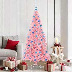 vidaXL Árvore de Natal com 300 LEDs com suporte Rosa 180 cm PVC