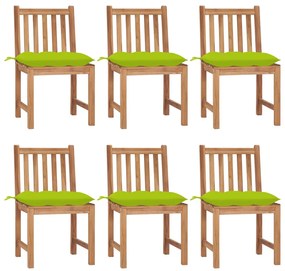 Cadeiras de jardim 6 pcs c/ almofadões madeira de teca maciça