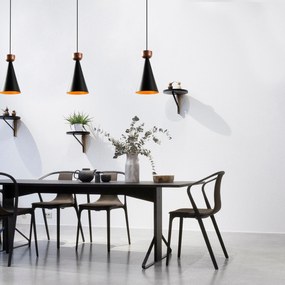 Candeeiro Suspenso Dodo – Preto e Cobre – 19 x 19 cm