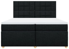 Cama com molas/colchão 200x200 cm tecido preto