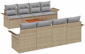 Conjunto de Sofá Jardim 9 Peças com Almofadas Bege em Rattan Sintético