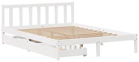 Cama sem colchão 150x200 cm madeira de pinho maciça branco