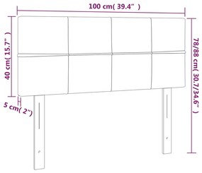 Cabeceira de cama c/ luzes LED veludo 100x5x78/88cm azul-escuro