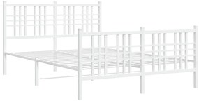 Estrutura de cama com cabeceira e pés 137x190 cm metal branco