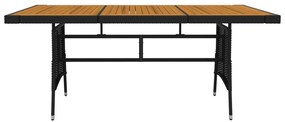 7 pcs Conjunto de jantar p/ exterior vime PE preto