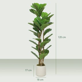 Planta artificial de interior de 120 cm – Figueira-lira artificial com vaso de plástico e tronco de madeira maciça, verde