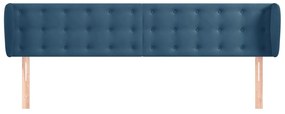 Cabeceira de cama c/ abas veludo 203x23x78/88cm azul-escuro