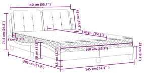 Cama com colchão 140x190 cm couro artificial cinzento