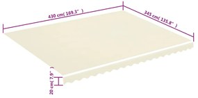 Tecido de substituição para toldo 4,5 x 3,5 m cor creme