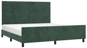 Estrutura de cama sem colchão 160x200 cm veludo verde-escuro