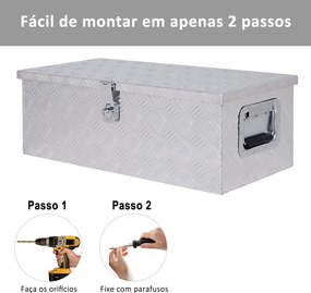 Caixa de Ferramentas em Alumínio com Tampa Abatível Pegas Laterais Gra
