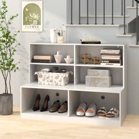 Combinação de banco e sapateira 2 em 1 com 6 cubos abertos antiderrapantes 120 x 50 x 90 cm Branco