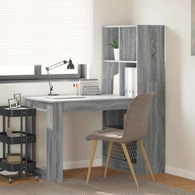 vidaXL Mesa com prateleira com armazenamento Cinza Sonoma 122 x 67 x 145 cm