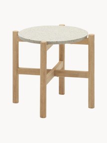 Mesa de apoio redonda para jardim em madeira de eucalipto e terrazzo Pola