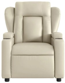 Poltrona reclinável elétrica couro artificial cor creme