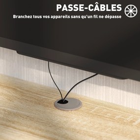 Móvel de TV de Parede Flutuante, 152 x 29 x 21 cm, Com 2 Passa-Fios, cor Carvalho Claro