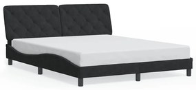 Estrutura de cama c/ luzes LED 160x200 cm veludo preto