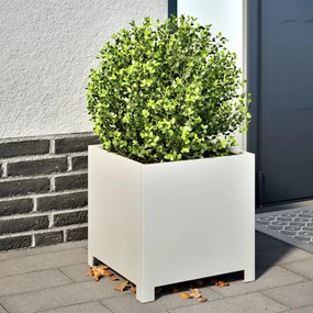 vidaXL Vaso/floreira de jardim 40x40x40 cm aço branco