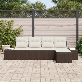 Conjunto de Sofá de Jardim de 5 Peças com Almofadas Rattan Sintético C