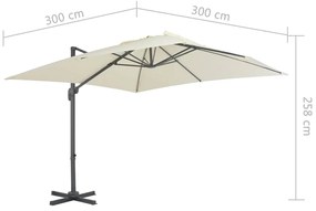 Guarda-sol cantilever c/ poste alumínio 300x300 cm cor areia
