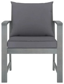 Cadeiras jardim 2 pcs c/ almofadões cinza-escuro acácia maciça