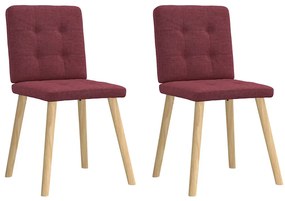 Cadeiras de jantar 2 pcs tecido vermelho tinto