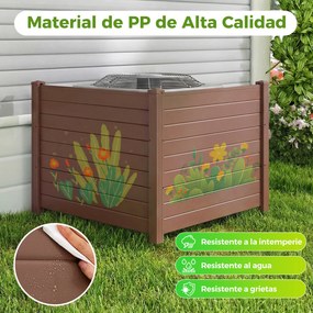 Conjunto de 2 painéis de privacidade 122 x 95 cm para exterior com estacas metálicas, em formato reto ou em L; cobertura para caixote do lixo, Castanh