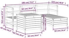 5 pcs conjunto de sofás de jardim madeira pinho maciça branco