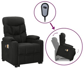 vidaXL Poltrona de massagens elevatória tecido preto