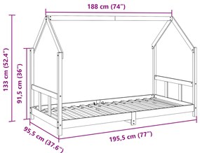 Estrutura de cama para crianças 90x190 cm pinho maciço