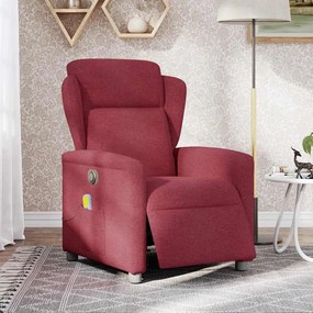 Poltrona reclinável de massagens elétrica tecido vermelho tinto