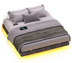 Estrutura de cama 180 x 200 cm, com iluminação LED, base de cama  (COLCHÃO NÃO INCLUIDO) Cinza