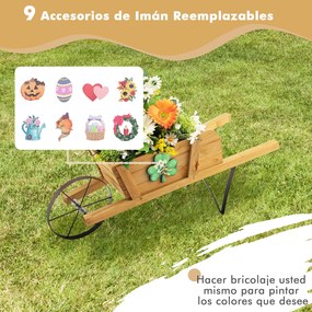 Conjunto de 2 Floreiras Tipo Carrinho, 69,5 x 26 x 29,5 cm, Peças Magnéticas Intercambiáveis, Natural