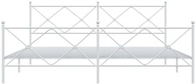 Estrutura de cama com cabeceira e pés 193x203 cm metal branco