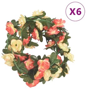 Grinaldas de flores de Natal 6 pcs 240 cm rosa e champanhe