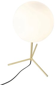 Candeeiro de mesa Art Deco em latão com vidro opalino 45,5 cm - Pallon